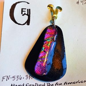 Necklace Pendant Vintage Hand Crafted Enamel on Copper American Artist